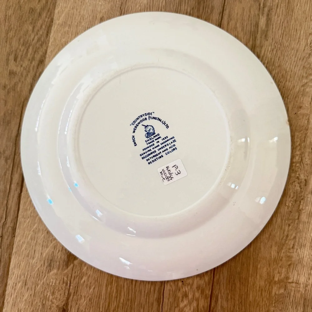 Enoch Wedgwood Tunstall Ltd England Countryside‎ Blue White 10” Dinner Plate Vtg